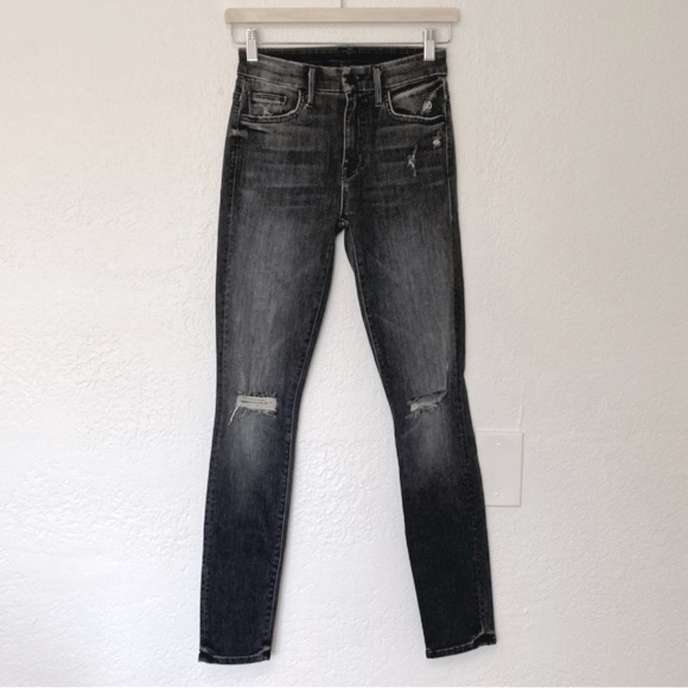 MOTHER Stealing Shadows High Rise Looker Distressed Denim Skinny Jeans Size 25